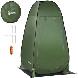 Outsunny Tenda Doccia da Campeggio e Spiaggia con Porta a Cerniera e Borsa di Trasporto, 126x124x189 cm, Verde Scuro Image