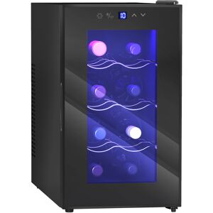 Homcom Cantinetta Vino Refrigerata per 8 Bottiglie, Capacità 21L, Display Touch e Ripiani Regolabili, Nero Image