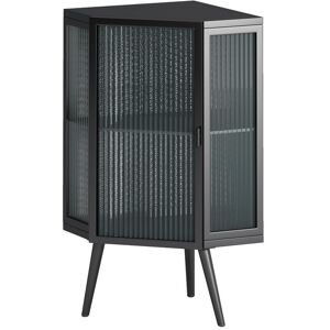 B&f Armadio angolare con anta in vetro,ripiano regolabile e design moderno per bagno, soggiorno, camera da letto, 56,5×42,5×80 cm, Nero Image