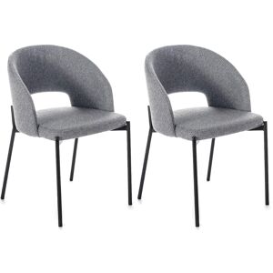 E-Stylo Sedia in tessuto Seduta e schienale imbottiti e rivestiti in tessuto Gambe in metallo verniciato,52cm X 55.5cm H. 78.5cm,Seduta: grigio chiaro schienale: grigio chiaro gambe: antracite Image