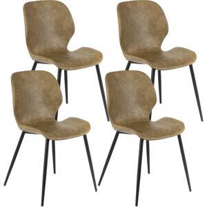 E-Stylo Sedia da pranzo Seduta e schienale rivestiti in soft,touch sabbia Gambe in metallo   ,55cm X 45cm H. 83cm,Rivestimento: sabbia gambe: nero Image