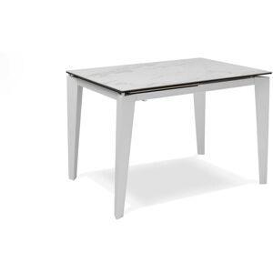 E-Stylo Tavolo Allungabile   Top in ceramica (5 mm) su vetro temperato (8 mm)   Gambe in metallo verniciato   Allunghe interne in ceramica su vetro,80cm X 120/170cm H. 76cm,Top: ceramica marmo bianco allunghe: ceramica marmo bianco gambe: bianco Image