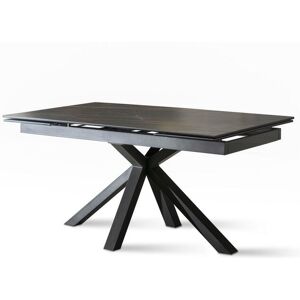 E-Stylo Tavolo Allungabile   Top in ceramica (5 mm) su vetro temperato (8 mm)   Gambe in metallo verniciato   Allunghe interne in ceramica su vetro,90cm X 160 / 240cm H. 76cm,Top: ceramica portoro allunghe: ceramica portoro gambe: antracite Image