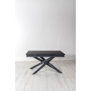 E-Stylo Tavolo allungabile Top in ceramica marmo nero Base in metallo verniciato nero Allunghe interne in ceramica marmo nero,80cm X 140 /200cm H. 76cm,Top: marmo nero gambe: nero allunghe: marmo nero Image