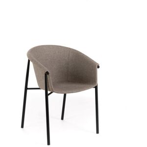 E-Stylo Sedia da pranzo Seduta e schienale rivestiti in tessuto tortora Gambe in metallo    ,58cm X 56cm H. 79cm,Rivestimento: tortora gambe: nero Image