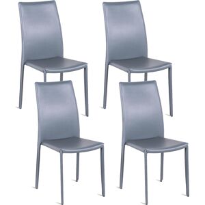 E-Stylo Sedia in similcuoio  Seduta e schienale rivestiti in similcuoio  Gambe rivestite in similcuoio  impilabile,42cm X 41cm H. 95cm,Seduta: grigio scuro schienale: grigio scuro gambe: grigio scuro Image