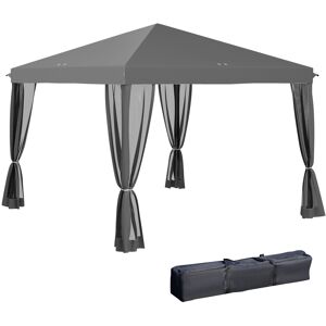 Outsunny Pergola pop-up Barnum Pieghevole Stile Coloniale 3 x 3 m 4 zanzariere + Borsa da Trasporto grigio Image