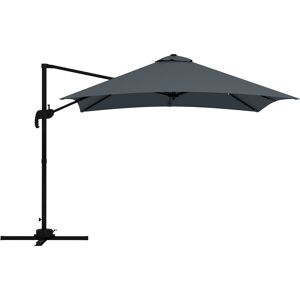 Outsunny Ombrellone sfalsato quadrato inclinabile a 360°, manovella, base a croce - alluminio dim. 3L x 3l x 2,6H m grigio scuro Image