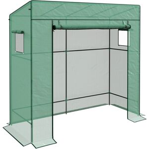 Outsunny Serra da giardino murale adossata con 1 porta a scomparsa, telo PE rinforzato, 2 finestre, dim. 196L x 77l x 197/178H cm Image