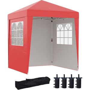 Outsunny Gazebo da giardino barnum pop-up pieghevole regolabile in altezza protezione UV 30+ 3 pareti laterali rosso Image