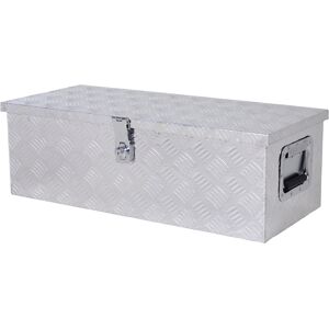 Homcom Cofanetto porta attrezzi in alluminio - cassetta degli attrezzi in alluminio con maniglie retrattili e chiusura con chiave dim. 76L x 33L x 25H cm Image
