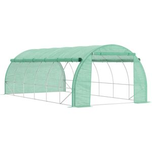 Outsunny Foliengewächshaus Polytunnel 6 x 3 x 2 m serra calpestabile con coperture arrotolabili Folientunnel Serra Protezione UV Telaio in acciaio zincato Verde Image