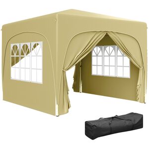 Outsunny Gazebo Gazebo Tenda da ricevimento Pieghevole 3 x 3 x 2,73 m con finestre + Sacca per il trasporto Sabbia Image