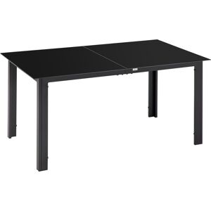 Outsunny Tavolo da giardino rettangolare in alluminio e piano in vetro temperato - 6 persone 150 x 90 x 74 cm nero Image