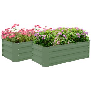 Outsunny Set di 2 vasi da giardino quadrati dim. 100L x 50l x 30H cm - lamiera ondulata verde Image