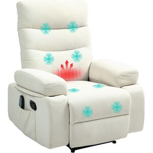 Homcom Poltrona massaggiante poltrona relax elettrica con funzione reclinabile vibrazione riscaldamento, telecomando incluso, crema Image