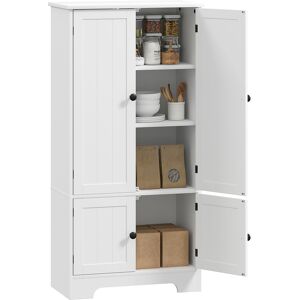Homcom Mobile Credenza da Cucina a 4 Ante con 2 Armadietti e Ripiano Regolabile, 58.2x30x123 cm, Bianco   Aosom Italy Image