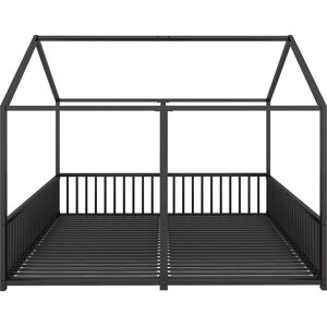 Wm Store De Letto per Bambini 4+ Anni Matrimoniale 90x200 cm, con Ringhiera di Sicurezza, Senza Materasso, Nero   Aosom Italy Image