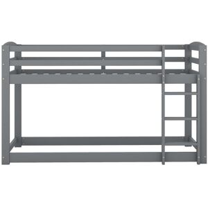 Wm Store De Letto a Castello per Bambini 6+ Anni, 90x200 cm, Struttura in Legno, Senza Materasso, Grigio   Aosom Italy Image