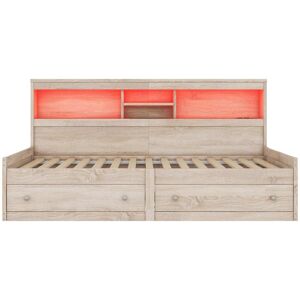 Wm Store De Letto da giorno 90×200 cm, con due cassetti e rete a doghe, senza materasso, Naturale Image