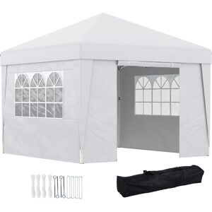 Outsunny Gazebo Pieghevole 3x3 m con Altezza Regolabile, con Design Pop Up e Finestre, Bianco Aosom Image