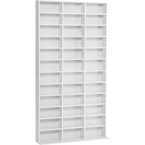 Homcom Libreria Porta CD in Legno con 3 Colonne da 12 Ripiani ad Altezza Regolabile, 102x23.5x195 cm, Bianco   Aosom Italy Image