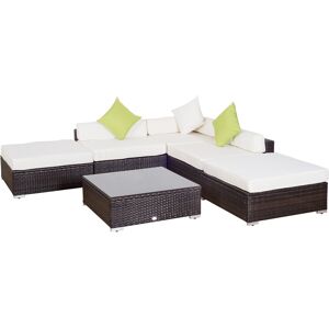 Outsunny Mobili da Giardino in Rattan PE con Divano Angolare e Pouf con Cuscini telaio Set da 18 Pezzi, Marrone Aosom Image