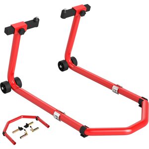 Homcom Cavalletto Moto Anteriore e Posteriore con Capacità 390 kg, Forcelle a U e L, Rotelle e Cuscinetti Antiscivolo, Rosso   Aosom Italy Image