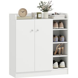 Homcom Armadio Scarpiera Bianca Salvaspazio e Moderna in Legno per 12 Paia di Scarpe Aosom Image