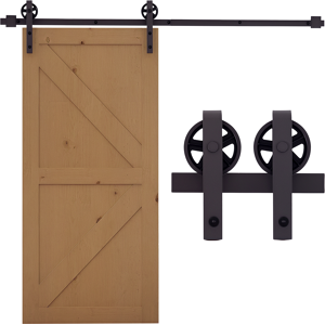 Homcom Kit Porta Scorrevole 100kg max in Acciaio con Binario, Ganci, Fermi, Viti e Bulloni, 183x4x0.6 cm Image