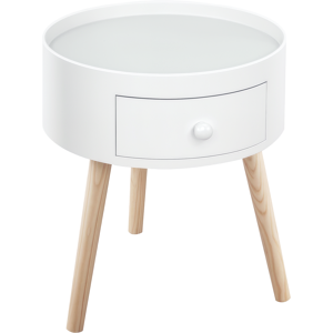 Homcom Tavolino da Salotto Moderno in Legno, Tavolino Rotondo con Cassetto, Tavolino da Caffè per Soggiorno e Camera, Bianco Aosom Image