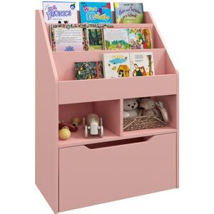 Homcom Scaffale per bambini con cassetto, Libreria con ripiani, 60 x 29,9 x 90 cm, Rosa   Aosom Italy Image
