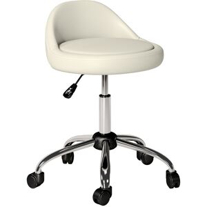 Homcom Sgabello da Lavoro Girevole con Ruote, Altezza Regolabile, Sedile Rotante, 50cm x 50 cm x 83 cm, Bianco   Aosom Italy Image