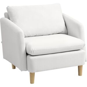 Homcom Poltrona da Salotto Moderna in Tessuto con Seduta Ampia e Imbottitura Spessa, 90x86x91 cm, Crema   Aosom Italy Image
