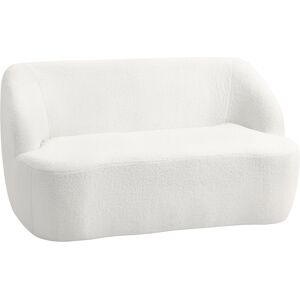 Homcom Divano 2 Posti, Design Curvo, Divano Imbottito con Rivestimento in Pile, per Soggiorno, Camera da Letto, Home Office, Bianco crema   Aosom Italy Image