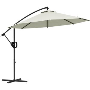 Outsunny Ombrellone a Braccio a 8 Stecche con Base a Croce, in Alluminio, Metallo e Poliestere, Ø293x260 cm, Crema Aosom Image