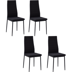 Homcom Set 4 Sedie per Soggiorno Imbottite in Tessuto, Sedie Sala da Pranzo Moderne con Gambe in Metallo, Capacità 120 kg, Nero   Aosom Italy Image