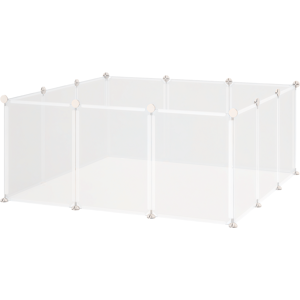 Pawhut Recinto per Conigli, Cuccioli e Piccoli Animali Modulabile in Metallo e PP, 12 Pannelli da 35x45cm Bianco Aosom Image