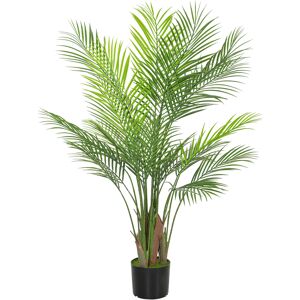 Homcom Pianta artificiale interna 120 cm, palmizio albero artificiale con vaso in plastica e flocaggio, verde   Aosom Italy Image