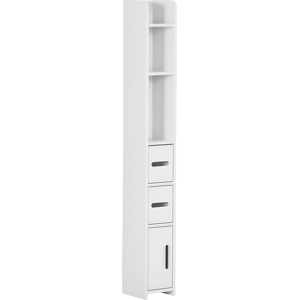 Kleankin Colonna Bagno con Mensole e Armadietti, Mobile Alto Salvaspazio in Legno 15x17x120cm, Bianco Aosom Image