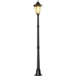 Outsunny Lampione Solare da Giardino con Luce LED e Sensore di Movimento, Alluminio e Vetro, 22x22x196 cm, Nero   Aosom Italy Image
