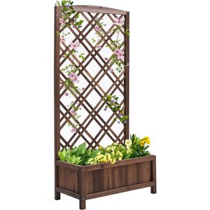 Outsunny Fioriera da Esterno con Grigliato in Legno per Piante Rampicanti, 60x30x122.5 cm, Marrone Aosom Image