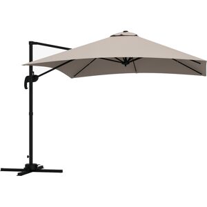 Outsunny Ombrellone 3x3 m a Braccio con 8 Stecche, Pedale e Manovella, in Alluminio e Poliestere, color Khaki Aosom Image