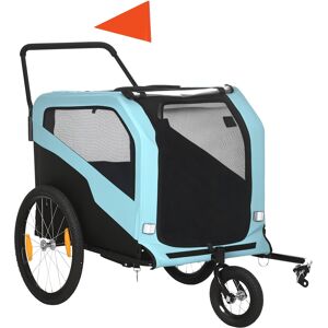 Pawhut Rimorchio Bici per Cani, Portata max 30kg,Carrello per cani con Tasche Portaoggetti, in Acciaio e Tessuto Oxford, Blu   Aosom Italy Image