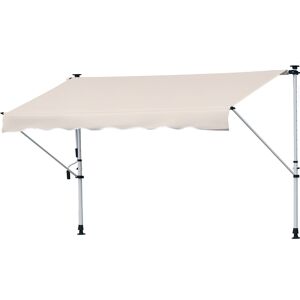 Outsunny Tenda da Sole a Bracci con Manovella, Struttura Telescopica in Metallo e Parasole in Poliestere 400x120cm Kaki Aosom Image