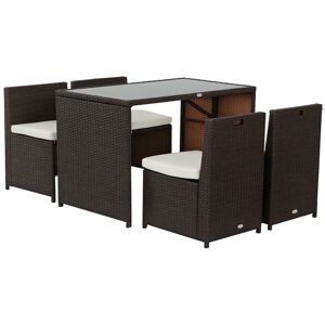 Outsunny Set Mobili da Giardino in Rattan 5pz Tavolo Pranzo 4 Sedie con Cuscini Aosom Image