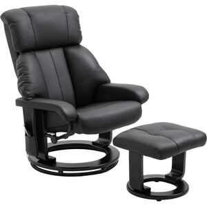 Homcom Poltrona Massaggiante con Pouf Poggiapiedi e Telecomando, Reclinabile, Poltrona Relax Imbottita in Similpelle, Nero Aosom Image