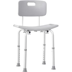 Homcom Sedia da Doccia per Bagno in Alluminio e Plastica Altezza Regolabile 8 Livelli 71-88cm Piedini Antiscivolo Aosom Image