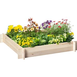 Outsunny Letto per Orto in Legno di Abete Quadrato, Fioriera da Esterno, Montaggio Senza Viti per Giardino, Orto, Piante, 100x100x16cm Aosom Image