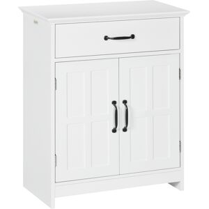 Kleankin Mobile Salle de Bain, Armadio Salle de Bain in Piedi con Doppia Porta, Cassetto e Ripiano Regolabile, 60x30x75cm, Bianco   Aosom Italy Image